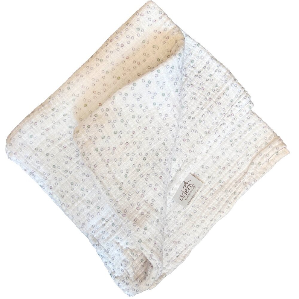 Super soft Aden + Anais organic muslin swaddle wrap, dots pattern